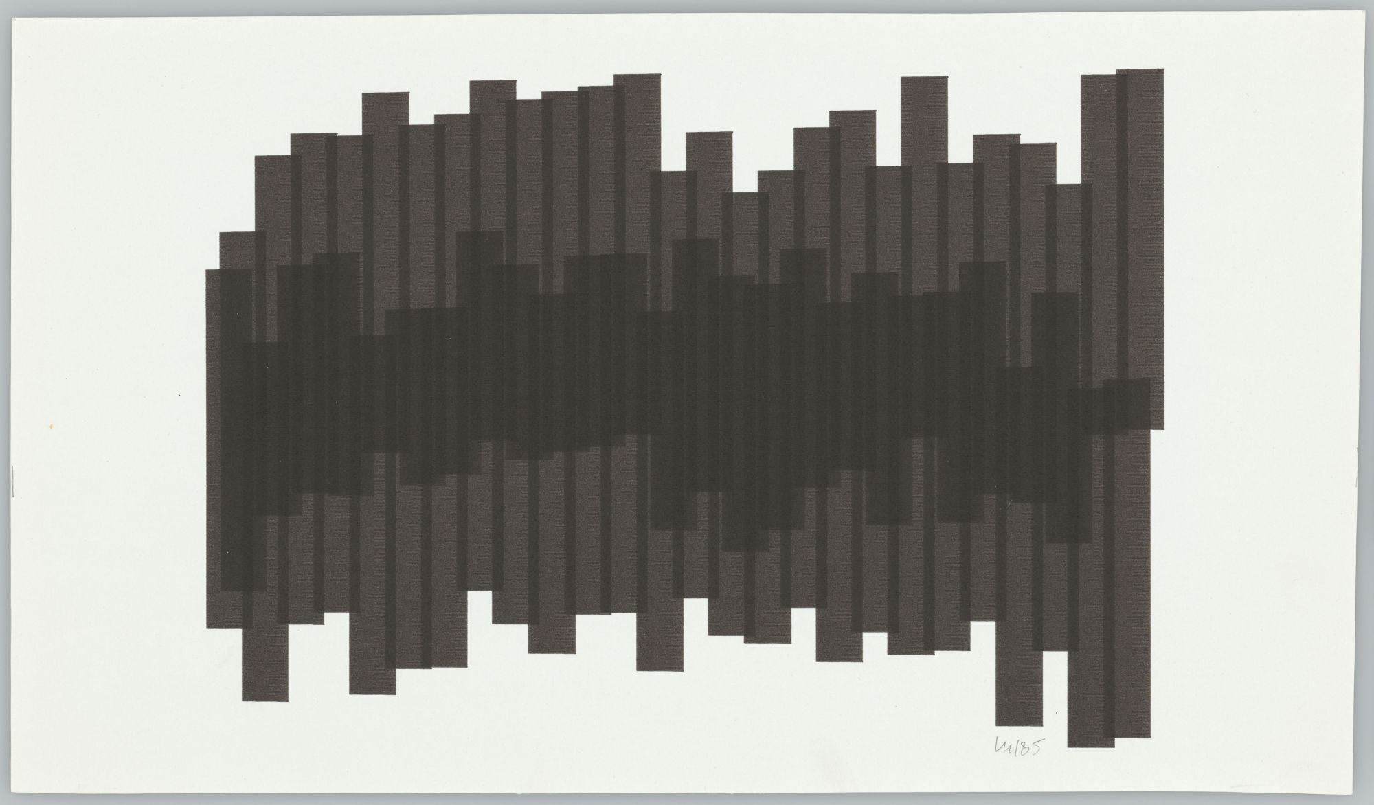 Vera Molnár, 2 rangées de rectangles, 1985, Kunstmuseum Basel, Kupferstichkabinett, Gift Vintage Galéria, Budapest, 2026 © 2026, ProLitteris, Zurich, Photo: Jonas Schaffter