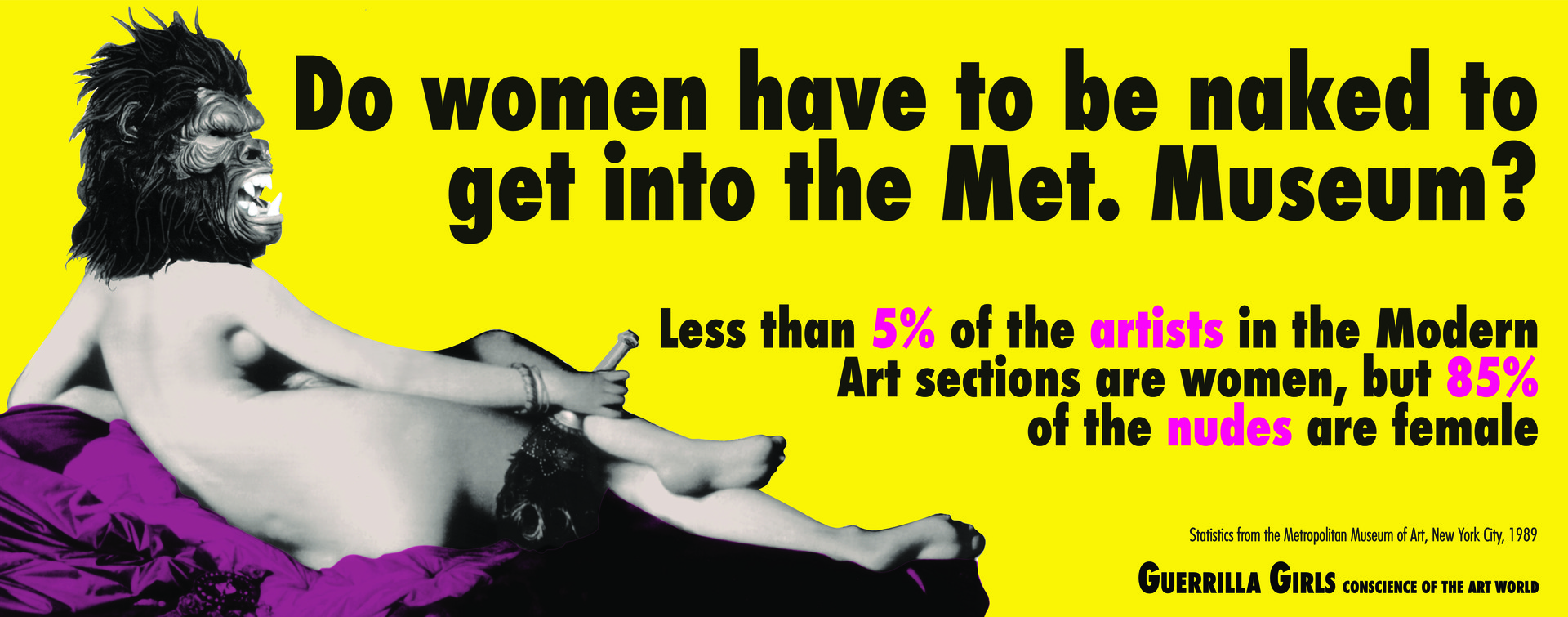 Guerrilla Girls, Do women have to be naked to get into the Met. Museum?, 1989.