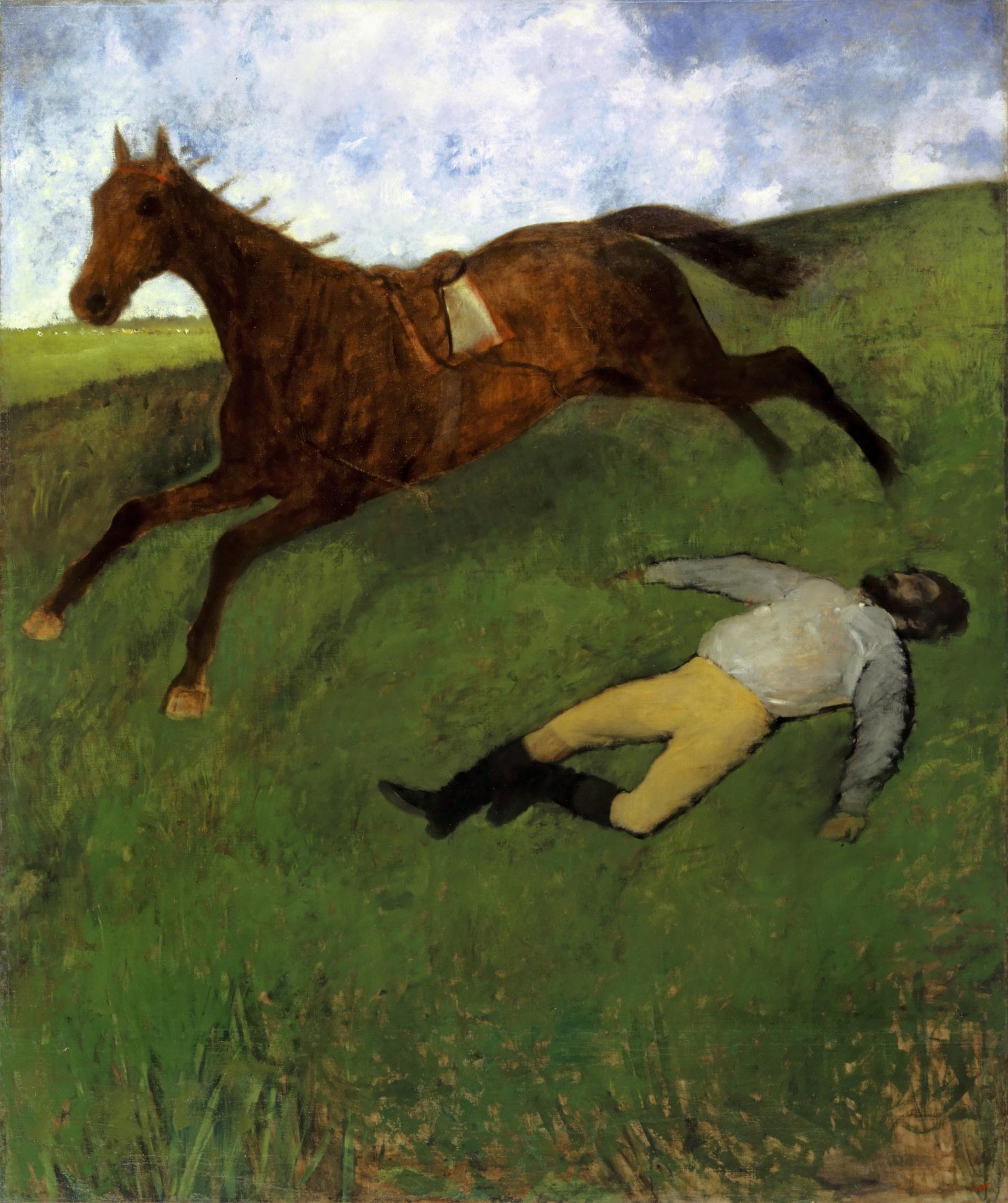 Edgar Degas, Jockey blessé, um 1896/98, 180,6 x 150,9 cm, Öl auf Leinwand, Kunstmuseum Basel, mit einem Sonderkredit der Basler Regierung erworben.