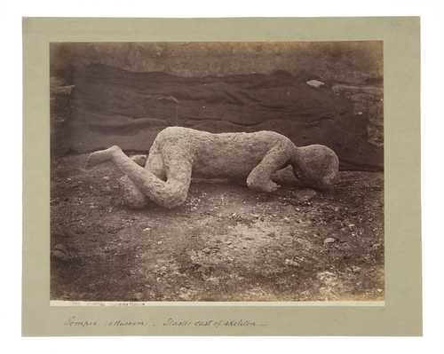 Giorgio Sommer, Cast of a child killed during the eruption of Mount Vesuvius (Pompeii), albumen print, 1882–1886© as a collection by Jacques Herzog und Pierre de Meuron Kabinett, Basel.